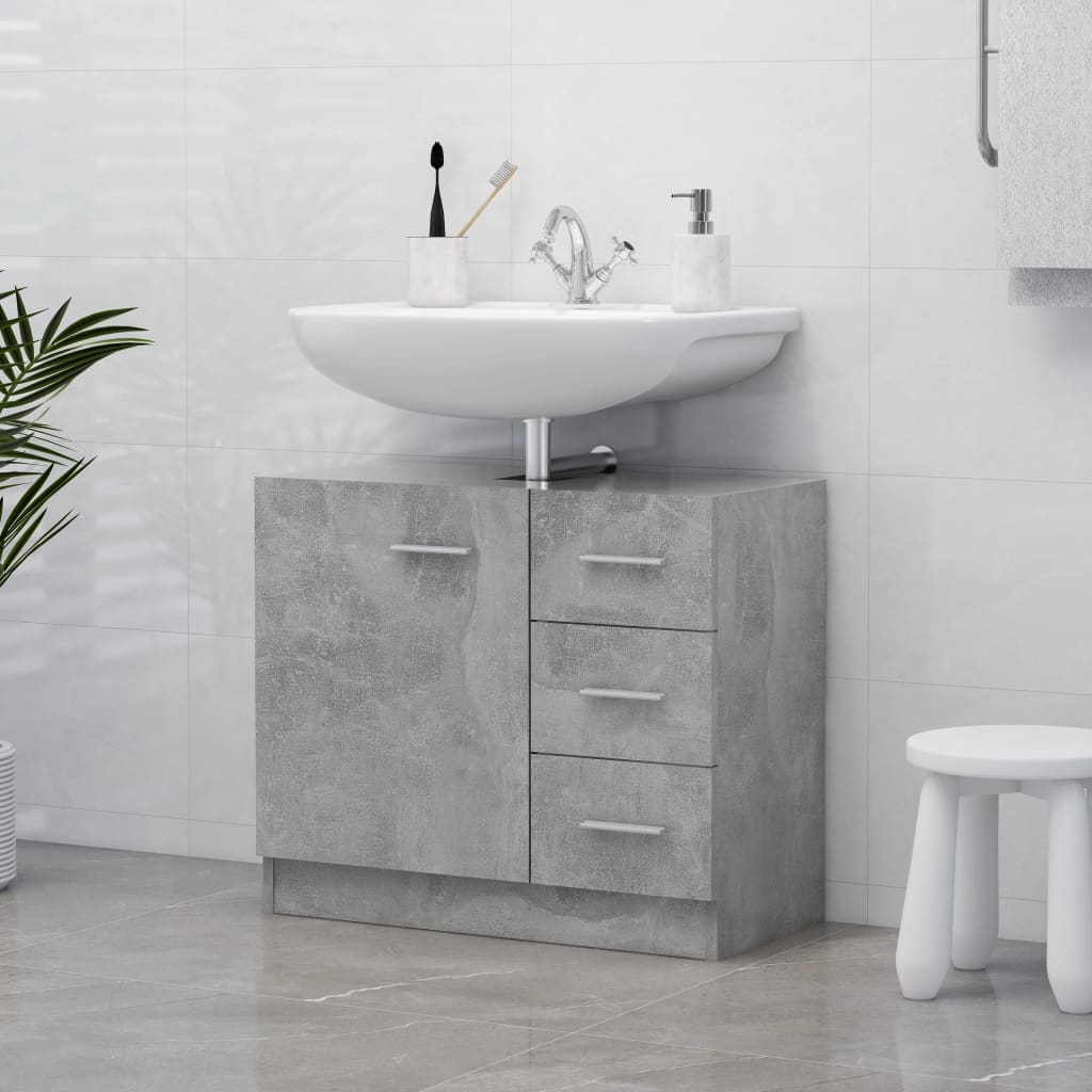 underskab til håndvask 63x30x54 cm konstrueret træ betongrå