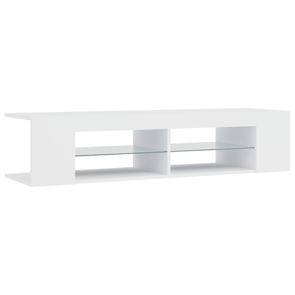 tv-skab med LED-lys 135x39x30 cm hvid