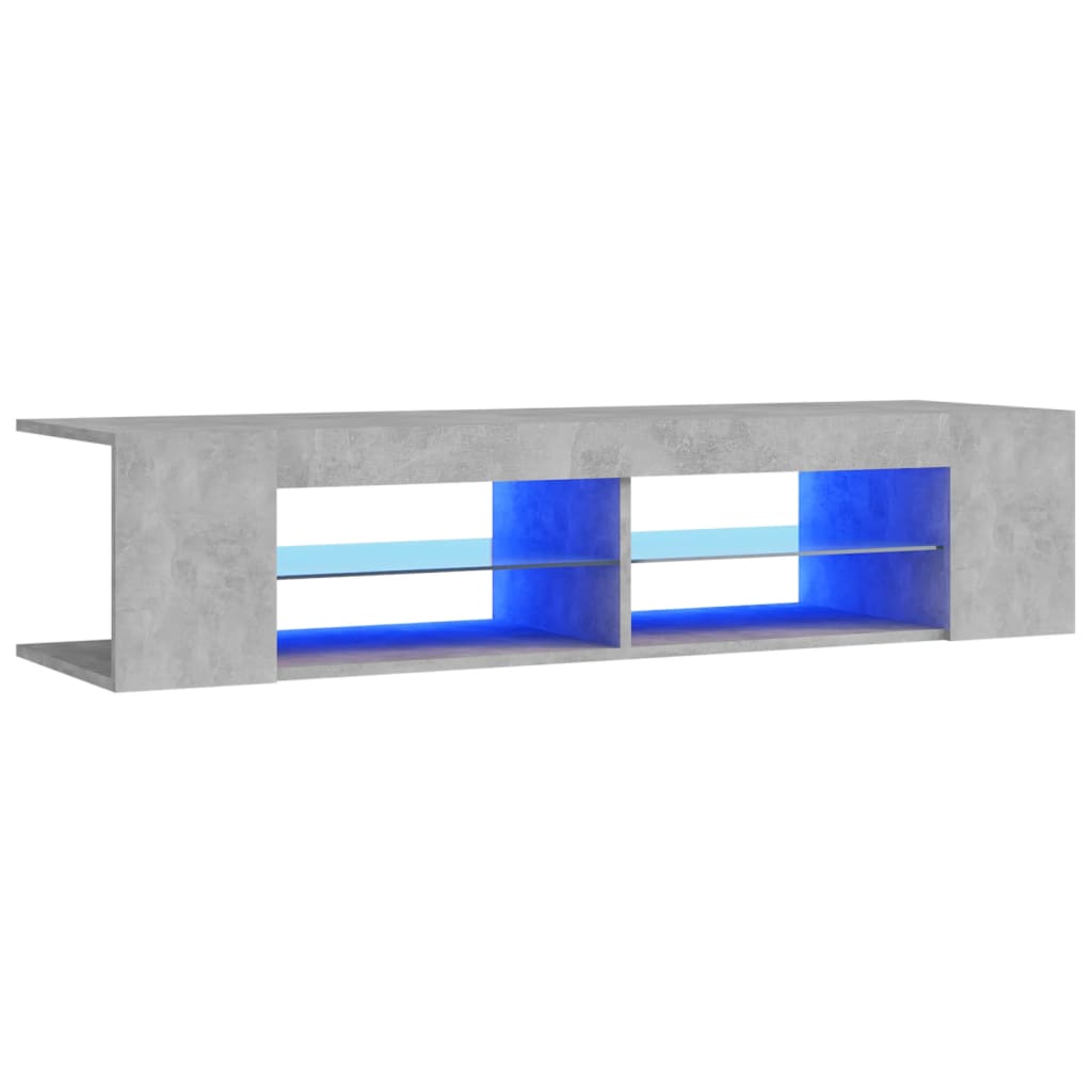 tv-skab med LED-lys 135x39x30 cm betongrå