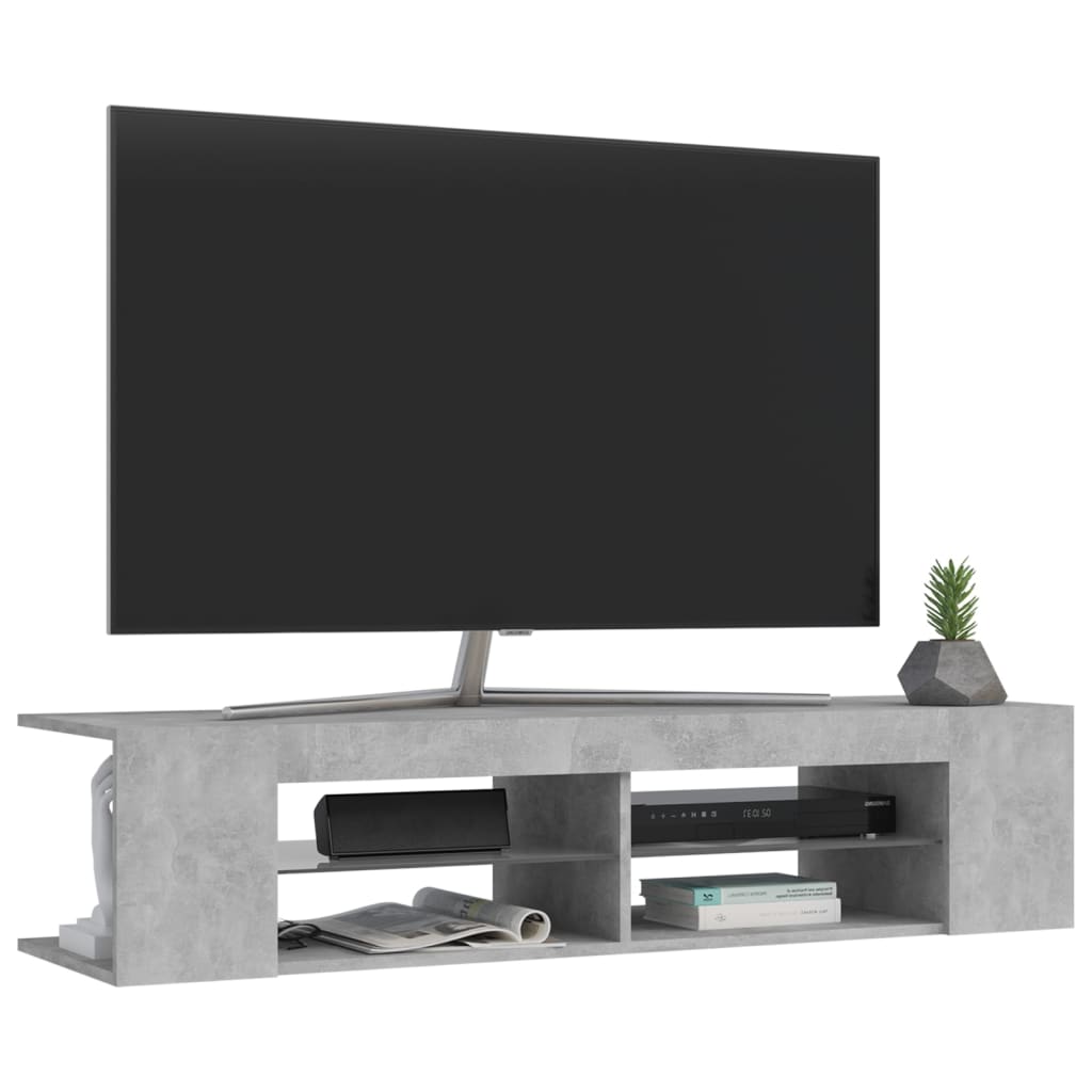 tv-skab med LED-lys 135x39x30 cm betongrå