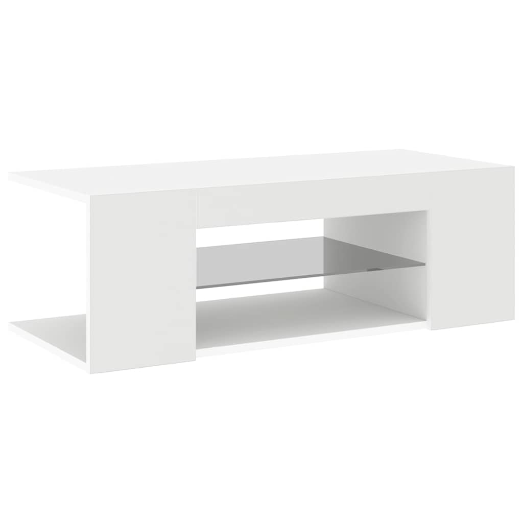 tv-skab med LED-lys 90x39x30 cm hvid