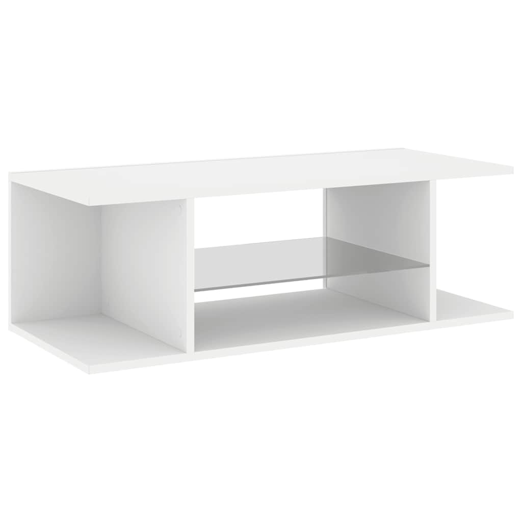 tv-skab med LED-lys 90x39x30 cm hvid