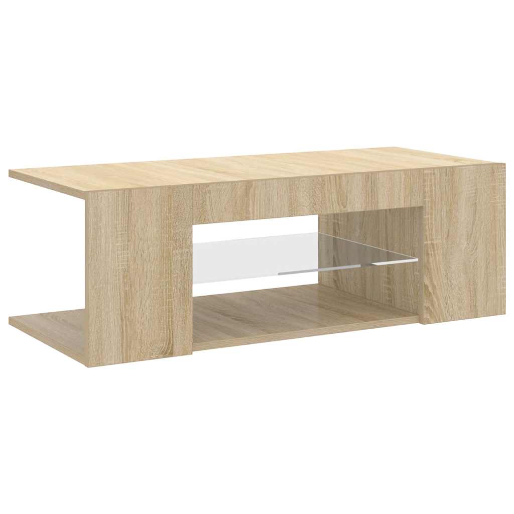 tv-bord med LED-lys 90x39x30 cm sonoma-eg