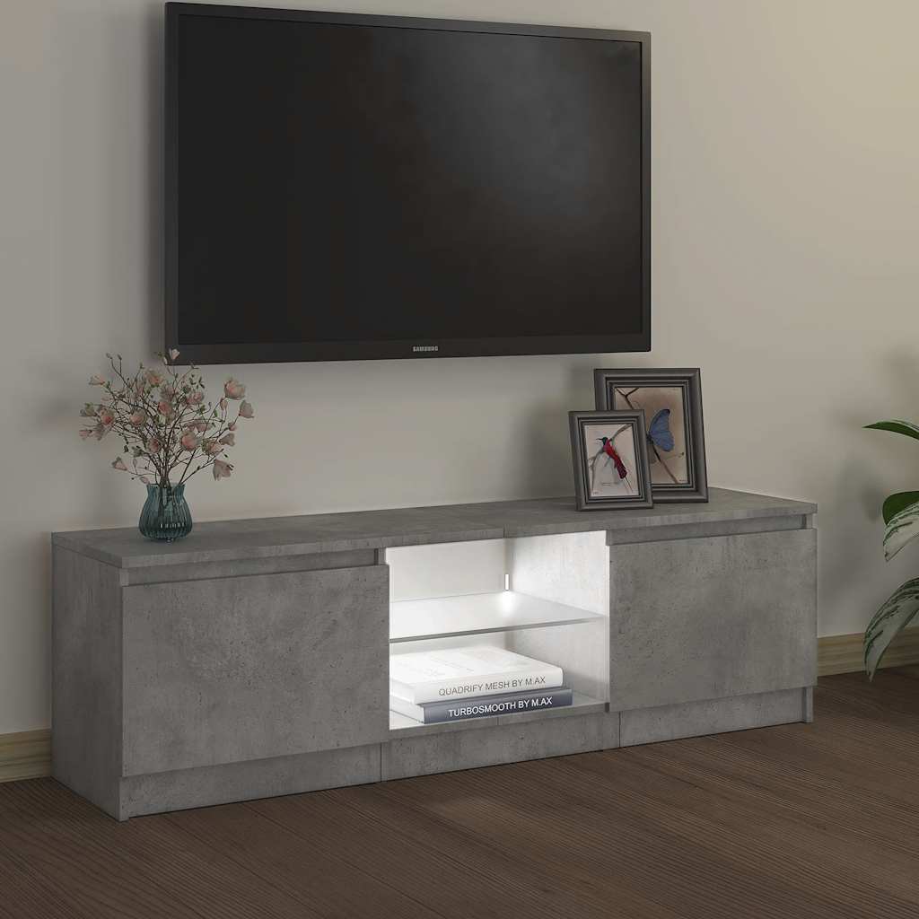 tv-skab med LED-lys 120x30x36 cm betongrå