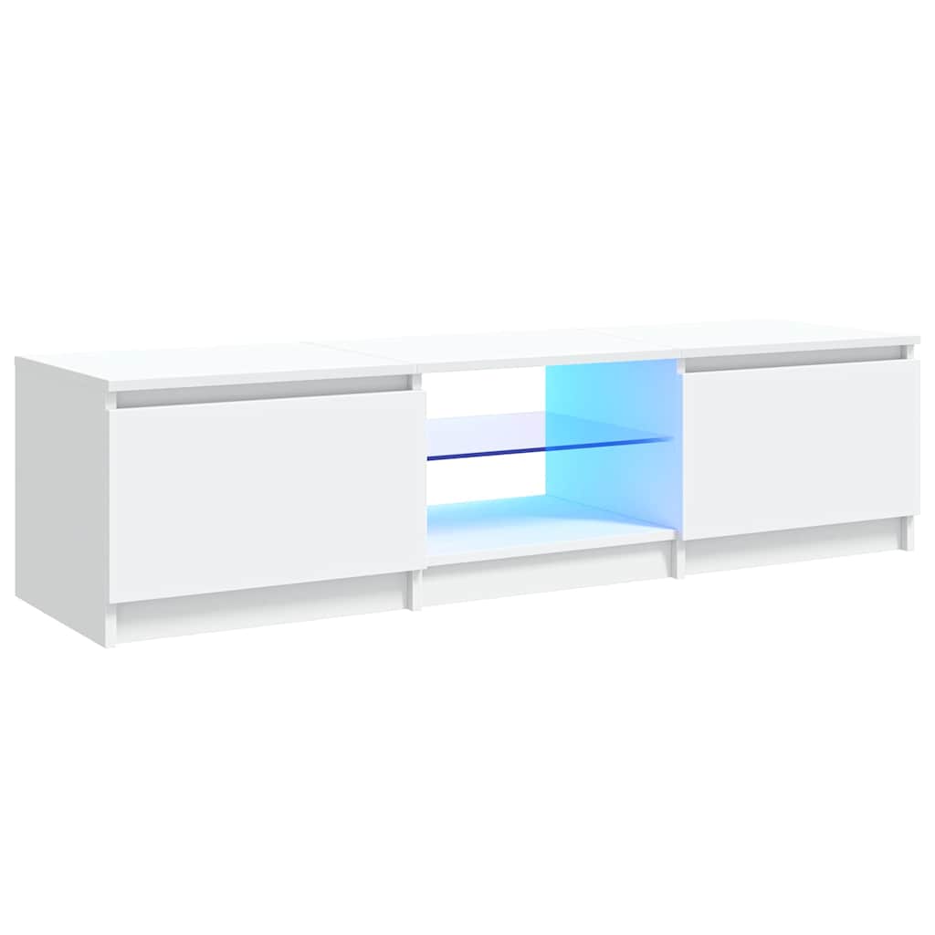 tv-skab med LED-lys 140x40x36 cm hvid