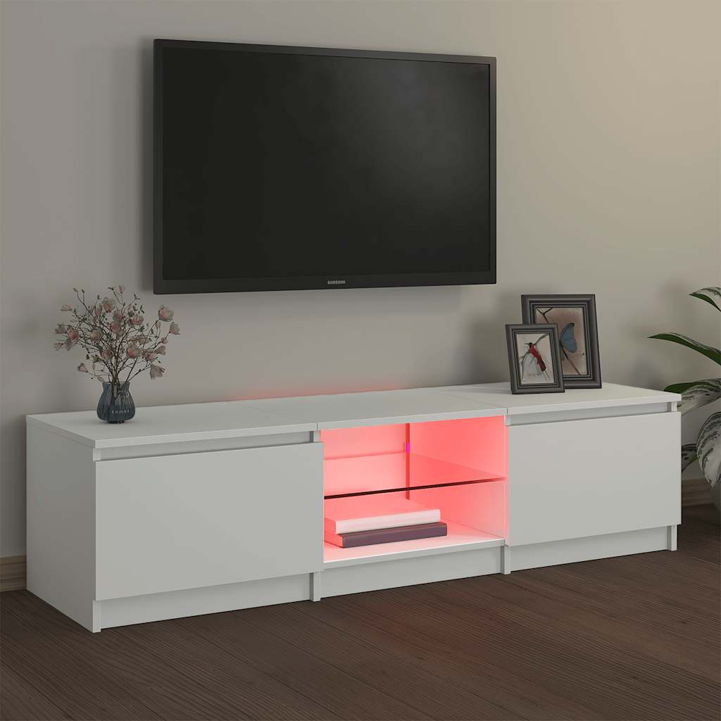 tv-skab med LED-lys 140x40x36 cm hvid