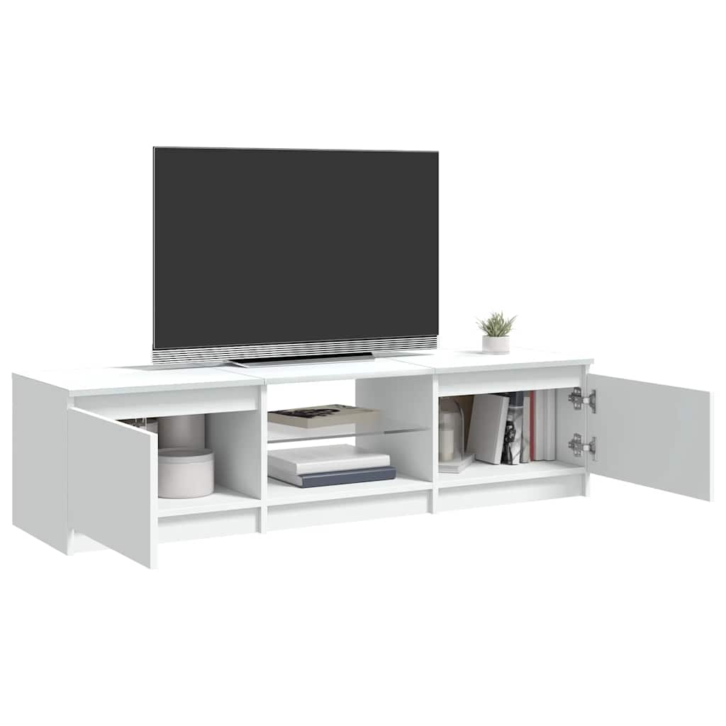 tv-skab med LED-lys 140x40x36 cm hvid