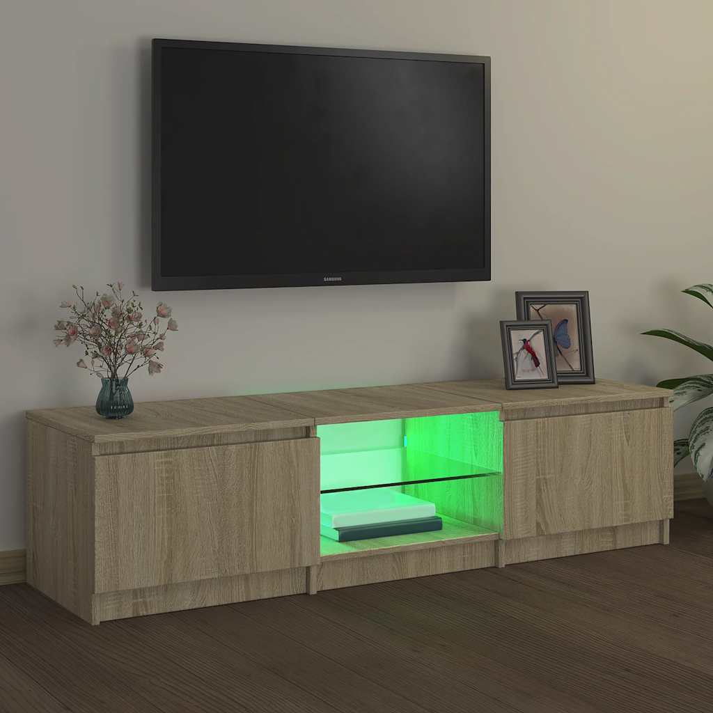 tv-bord med LED-lys 140x40x36 cm sonoma-eg