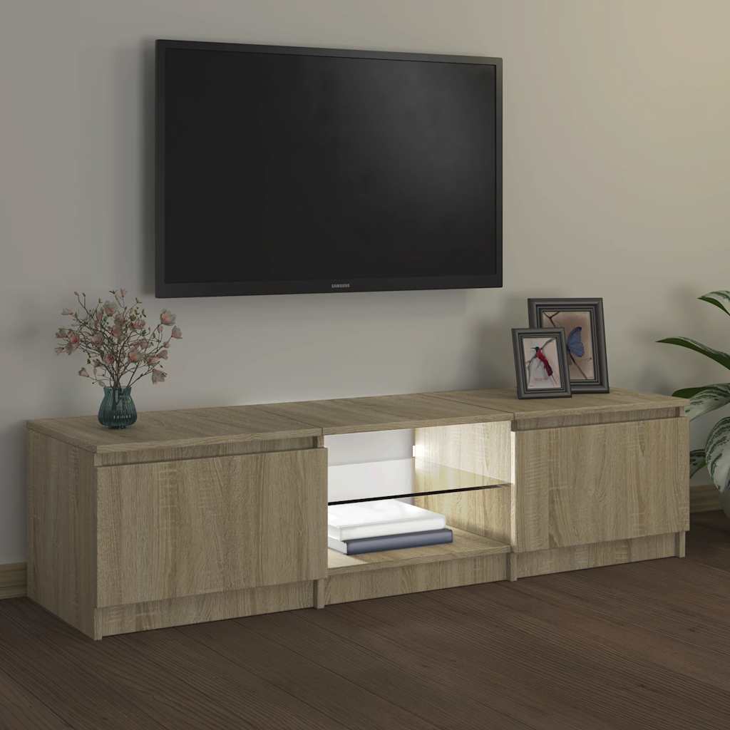 tv-bord med LED-lys 140x40x36 cm sonoma-eg