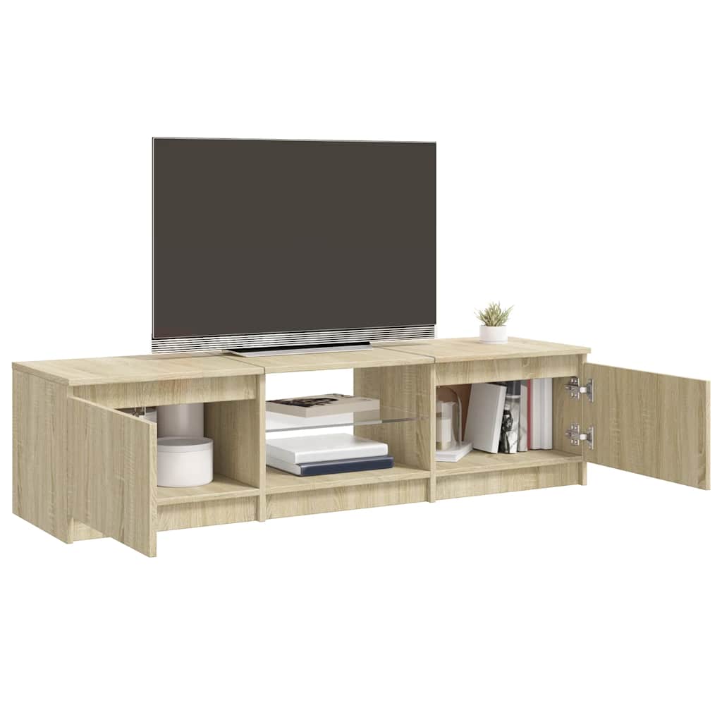 tv-bord med LED-lys 140x40x36 cm sonoma-eg