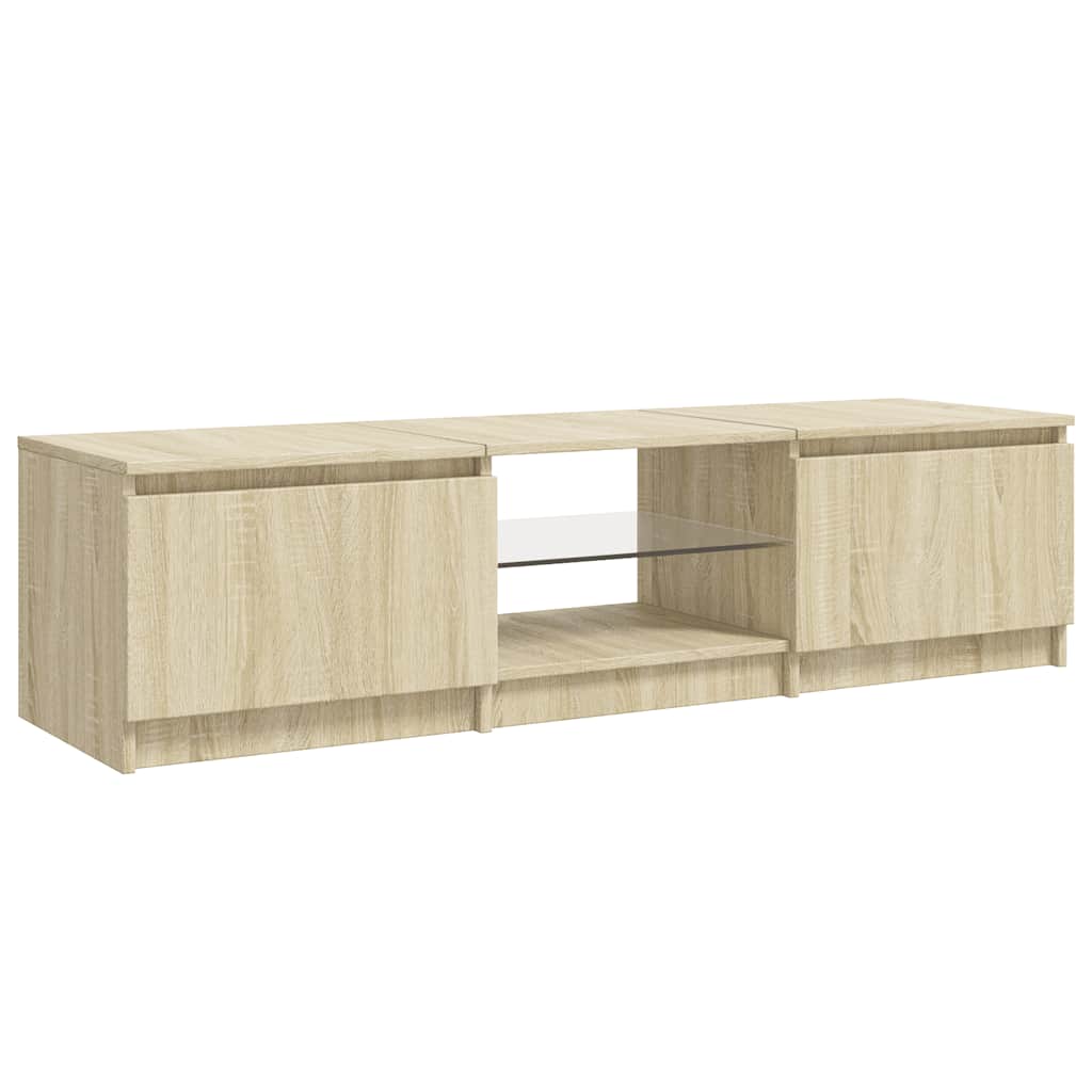 tv-bord med LED-lys 140x40x36 cm sonoma-eg
