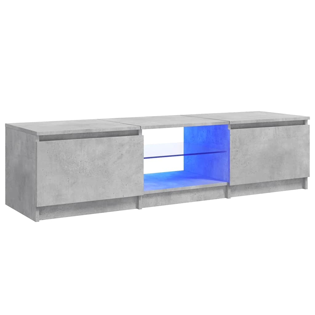 tv-bord med LED-lys 140x40x36 cm betongrå