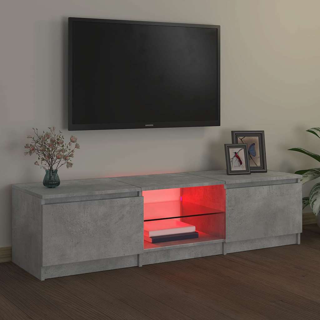 tv-bord med LED-lys 140x40x36 cm betongrå