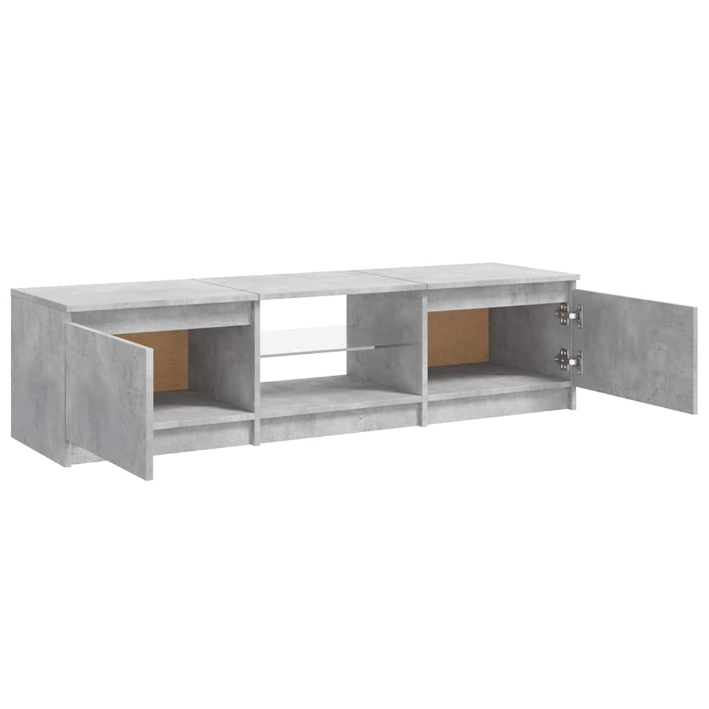 tv-bord med LED-lys 140x40x36 cm betongrå