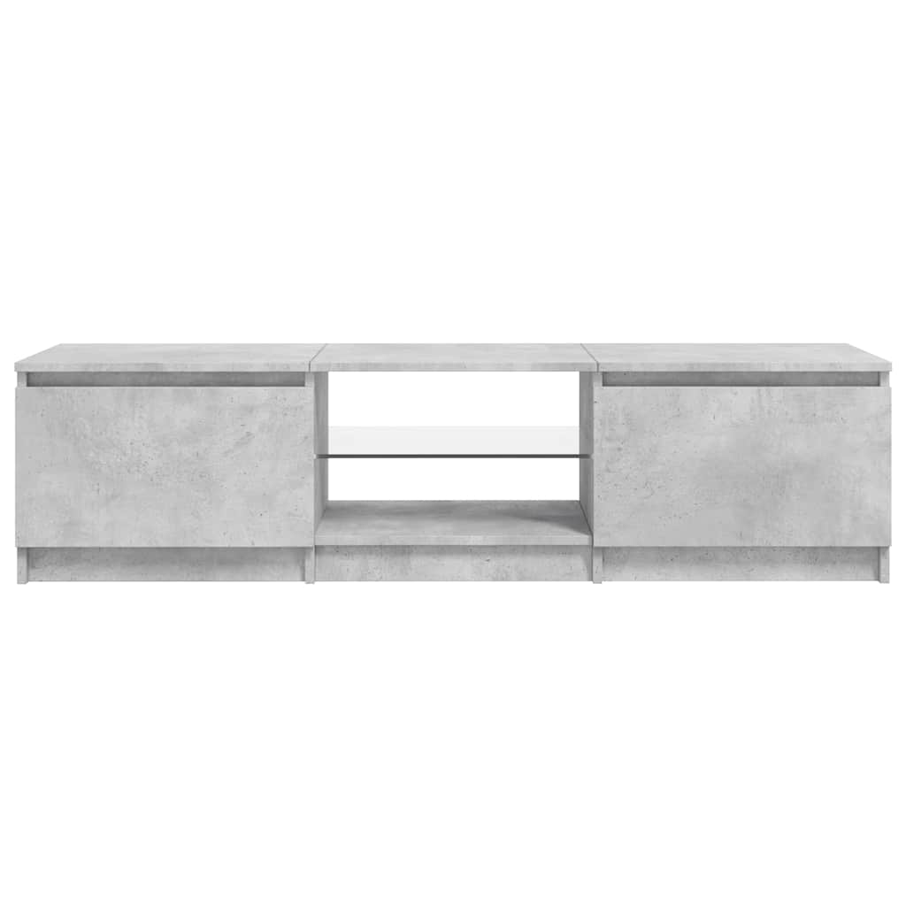 tv-bord med LED-lys 140x40x36 cm betongrå