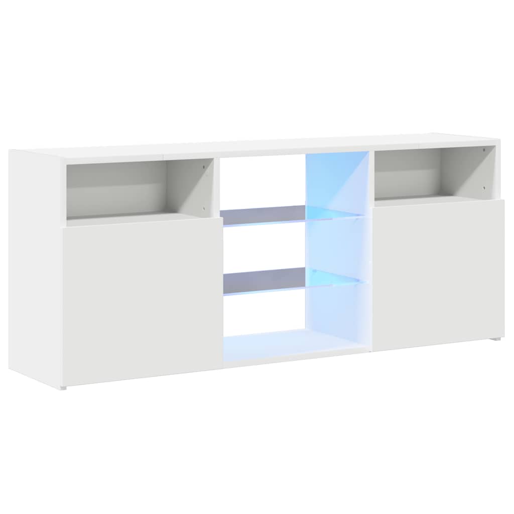tv-skab med LED-lys 120x30x50 cm hvid