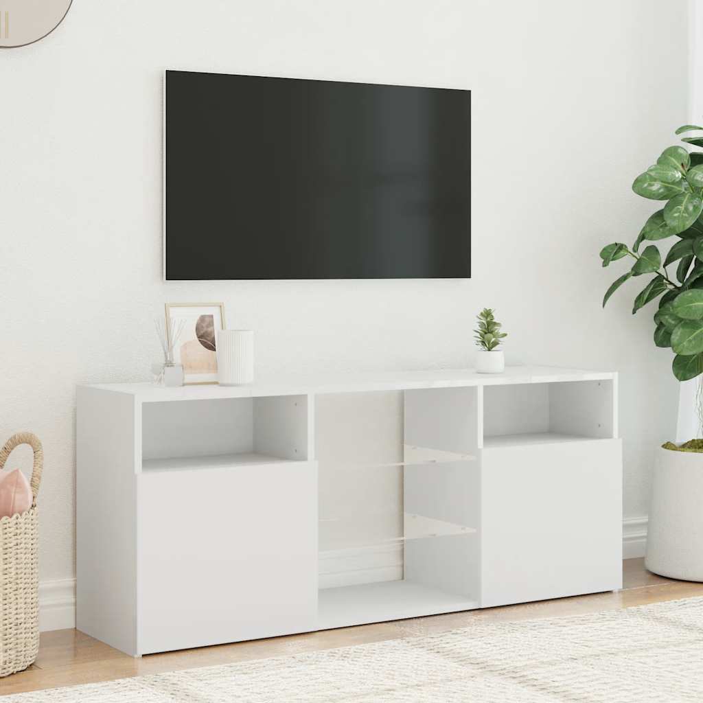 tv-skab med LED-lys 120x30x50 cm hvid
