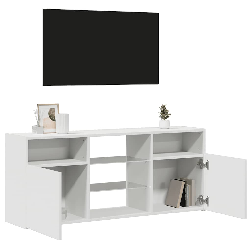 tv-skab med LED-lys 120x30x50 cm hvid