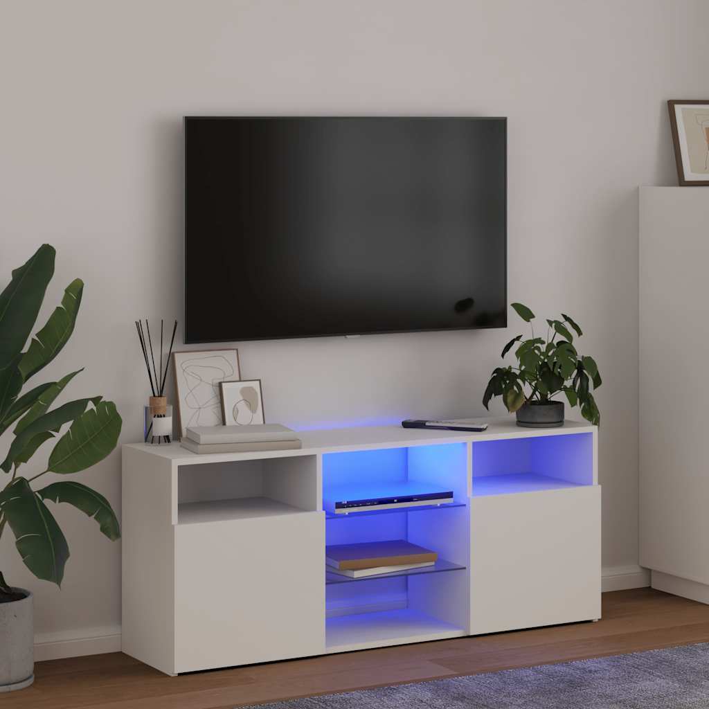 tv-skab med LED-lys 120x30x50 cm hvid