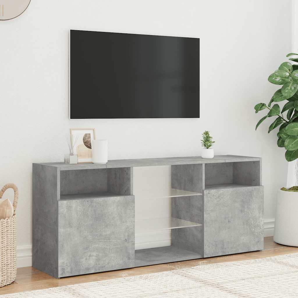 tv-bord med LED-lys 120x30x50 cm betongrå