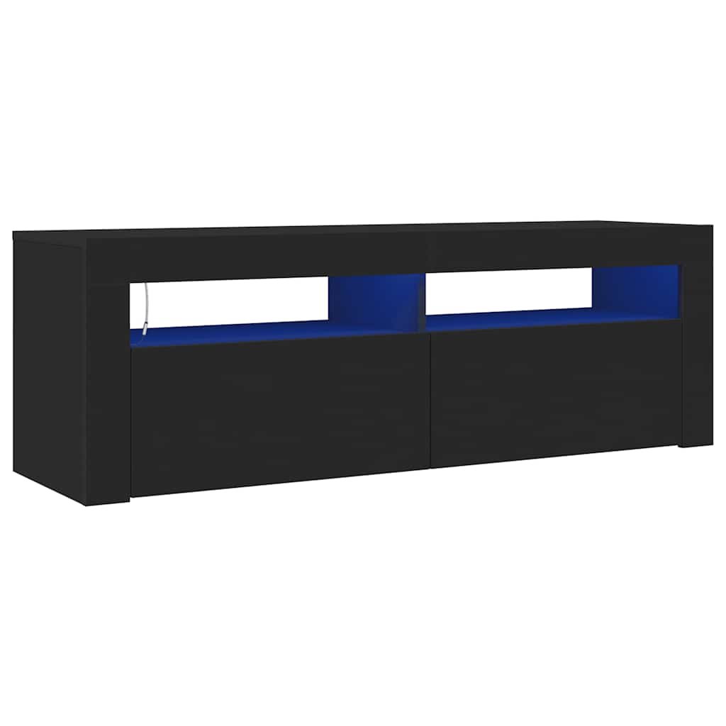 tv-bord med LED-lys 120x35x40 cm sort