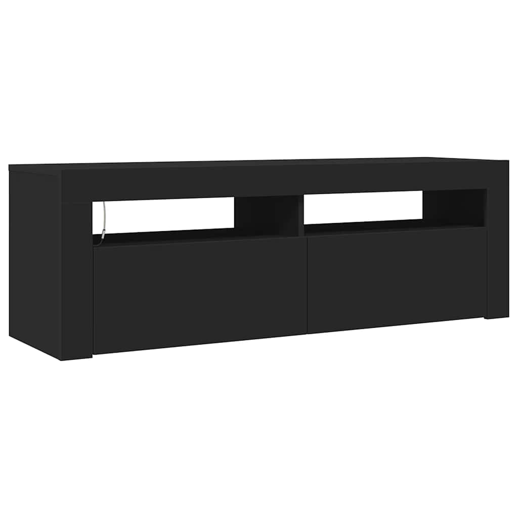 tv-bord med LED-lys 120x35x40 cm sort