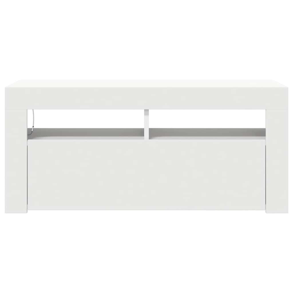 tv-skab med LED-lys 90x35x40 cm hvid