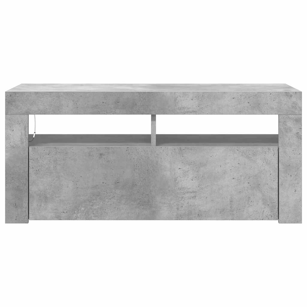 tv-bord med LED-lys 90x35x40 cm betongrå
