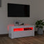 tv-skab med LED-lys 90x35x40 cm hvid højglans