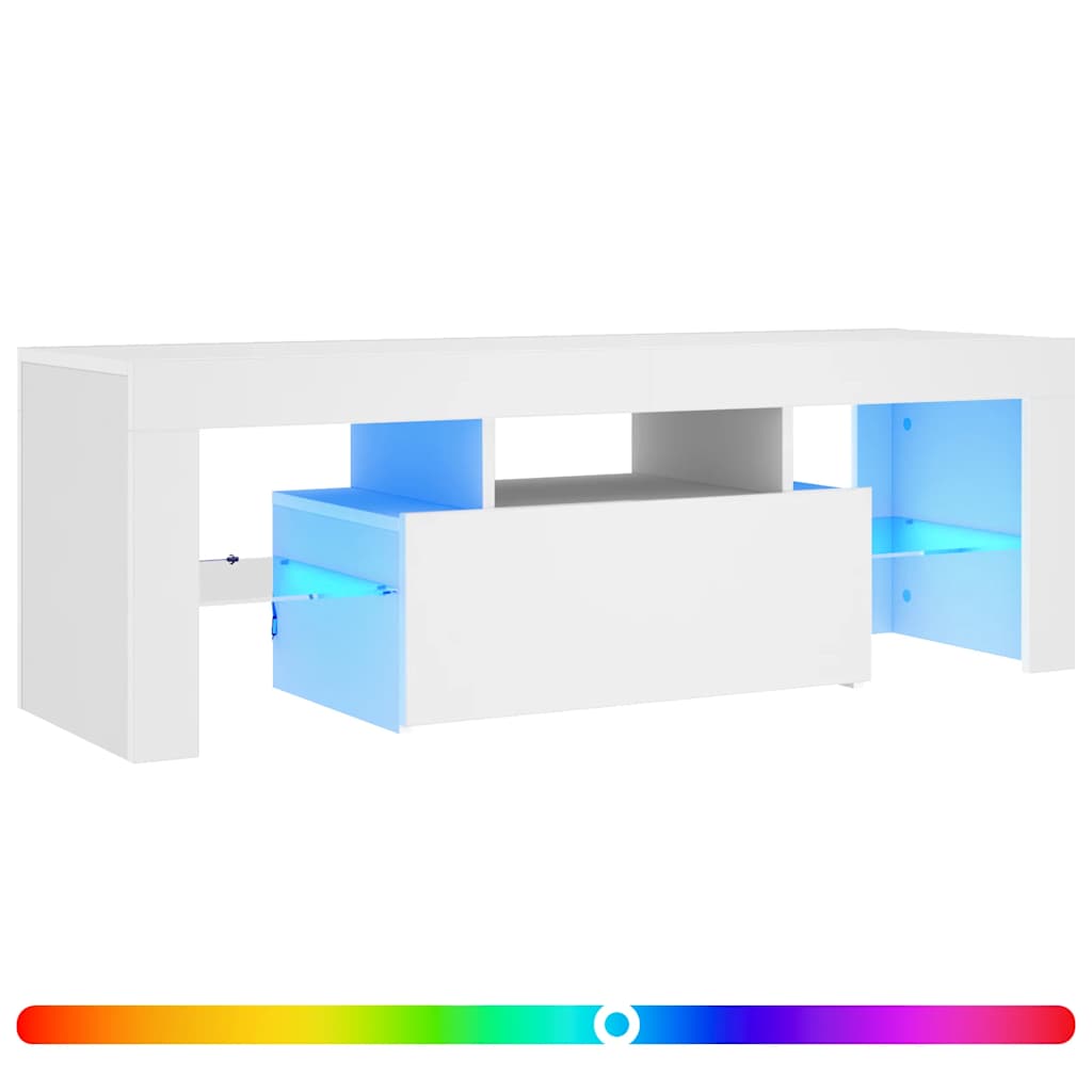 tv-skab med LED-lys 120x35x40 cm hvid