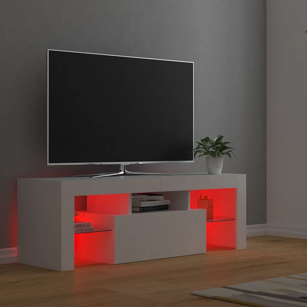 tv-skab med LED-lys 120x35x40 cm hvid