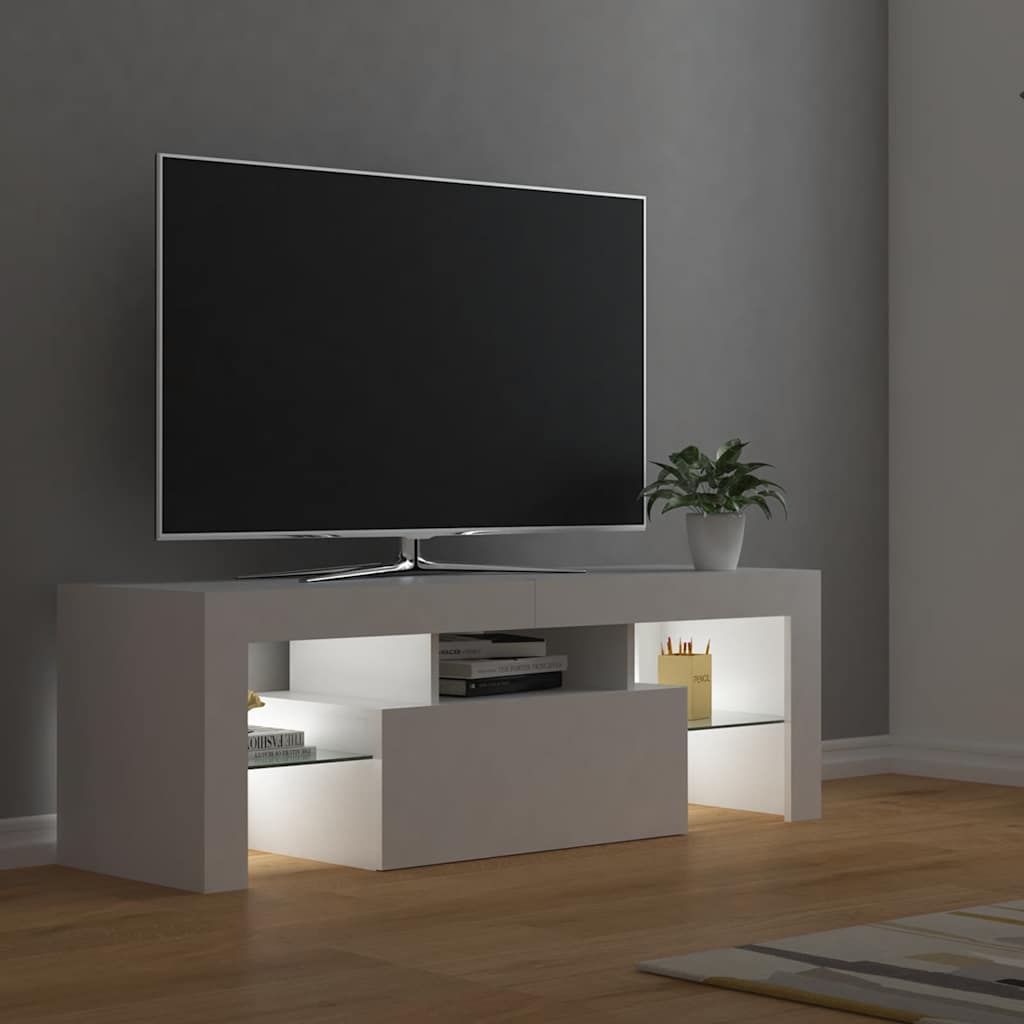 tv-skab med LED-lys 120x35x40 cm hvid