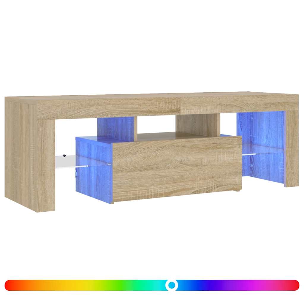 tv-bord med LED-lys 120x35x40 cm sonoma-eg
