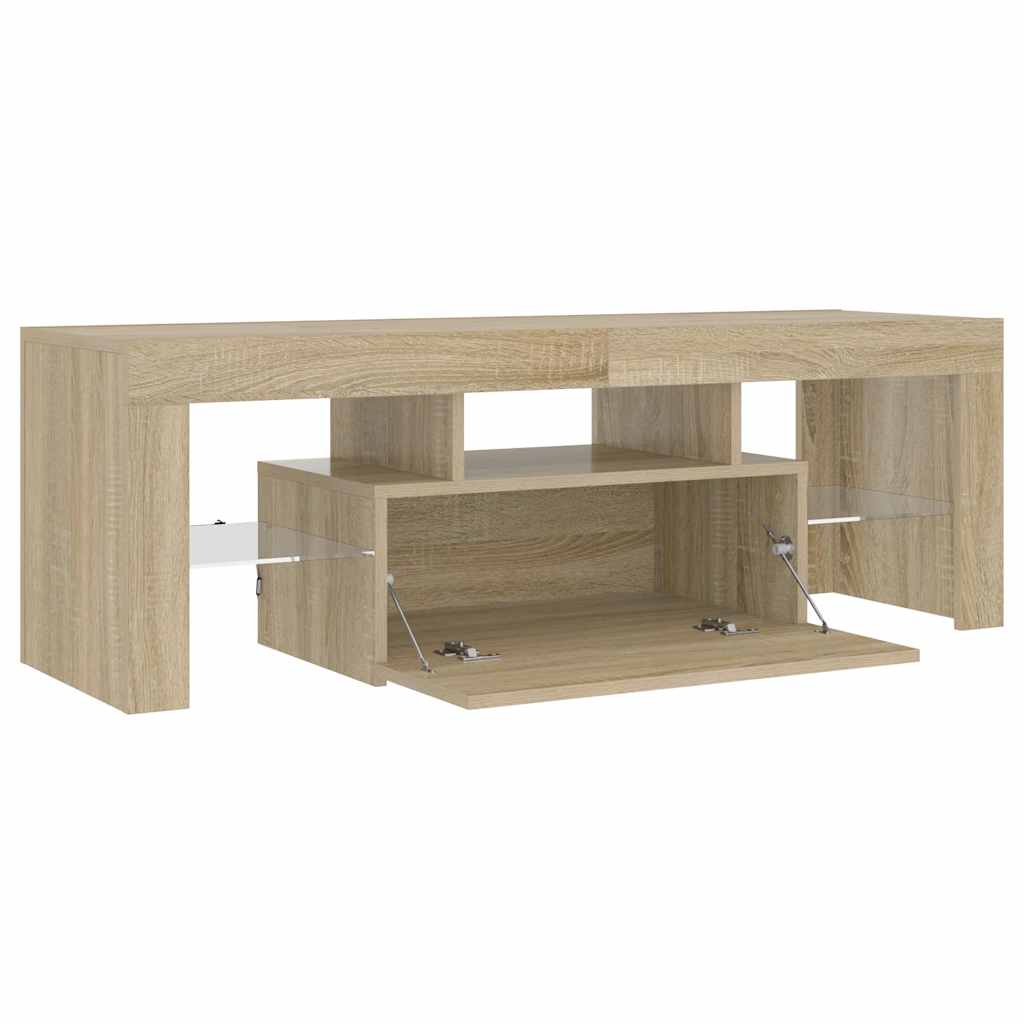 tv-bord med LED-lys 120x35x40 cm sonoma-eg