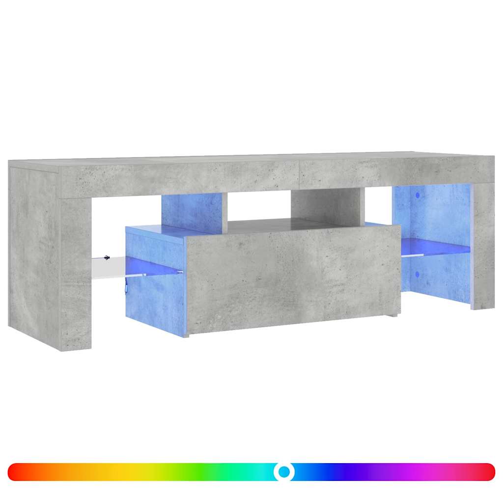 tv-bord med LED-lys 120x35x40 cm betongrå