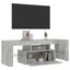 tv-bord med LED-lys 120x35x40 cm betongrå