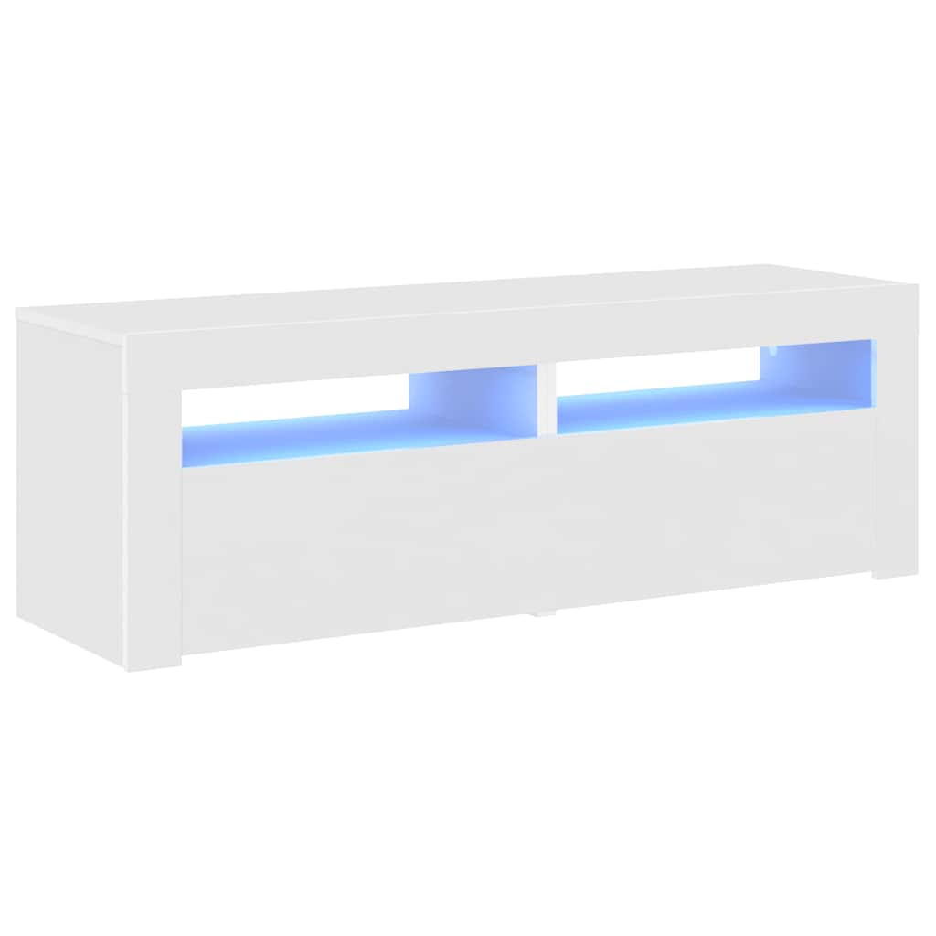 tv-skab med LED-lys 120x35x40 cm hvid