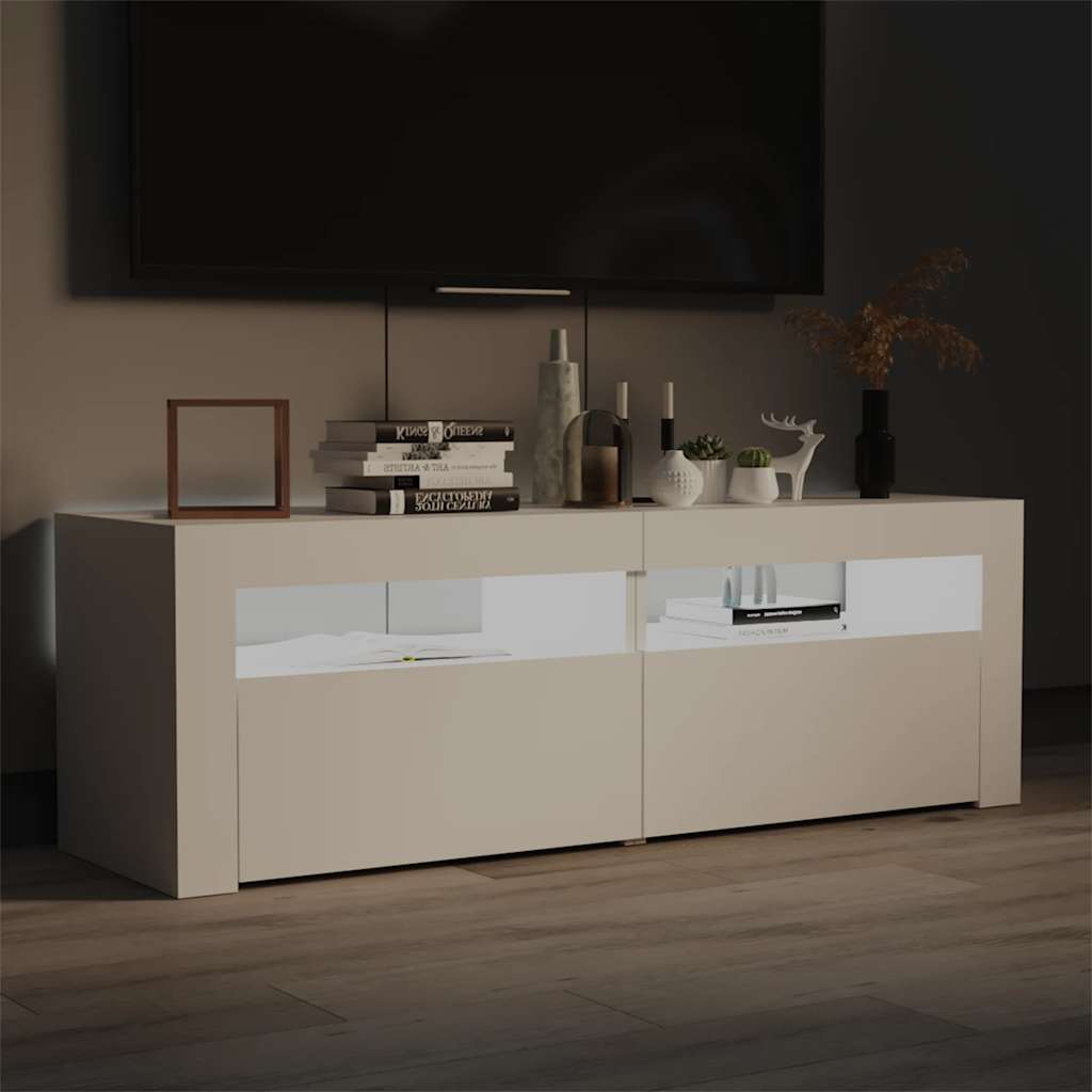 tv-skab med LED-lys 120x35x40 cm hvid