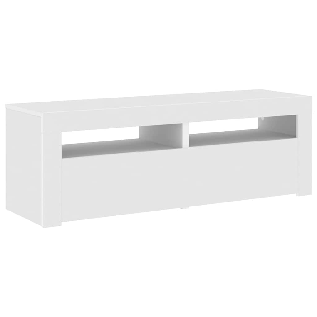 tv-skab med LED-lys 120x35x40 cm hvid