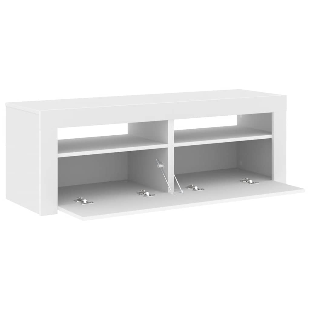 tv-skab med LED-lys 120x35x40 cm hvid