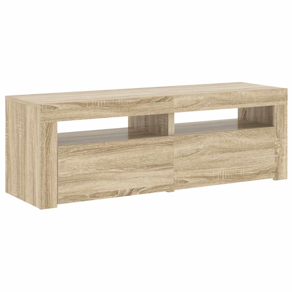 tv-bord med LED-lys 120x35x40 cm sonoma-eg