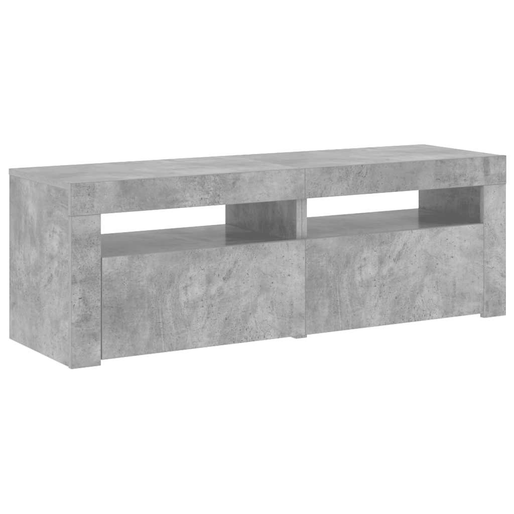 tv-bord med LED-lys 120x35x40 cm betongrå