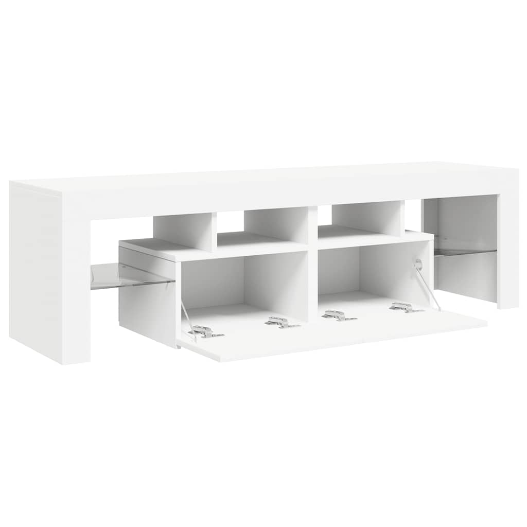 tv-bord med LED-lys 140x36,5x40 cm hvid