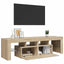 tv-bord med LED-lys 140x36,5x40 cm sonoma-eg