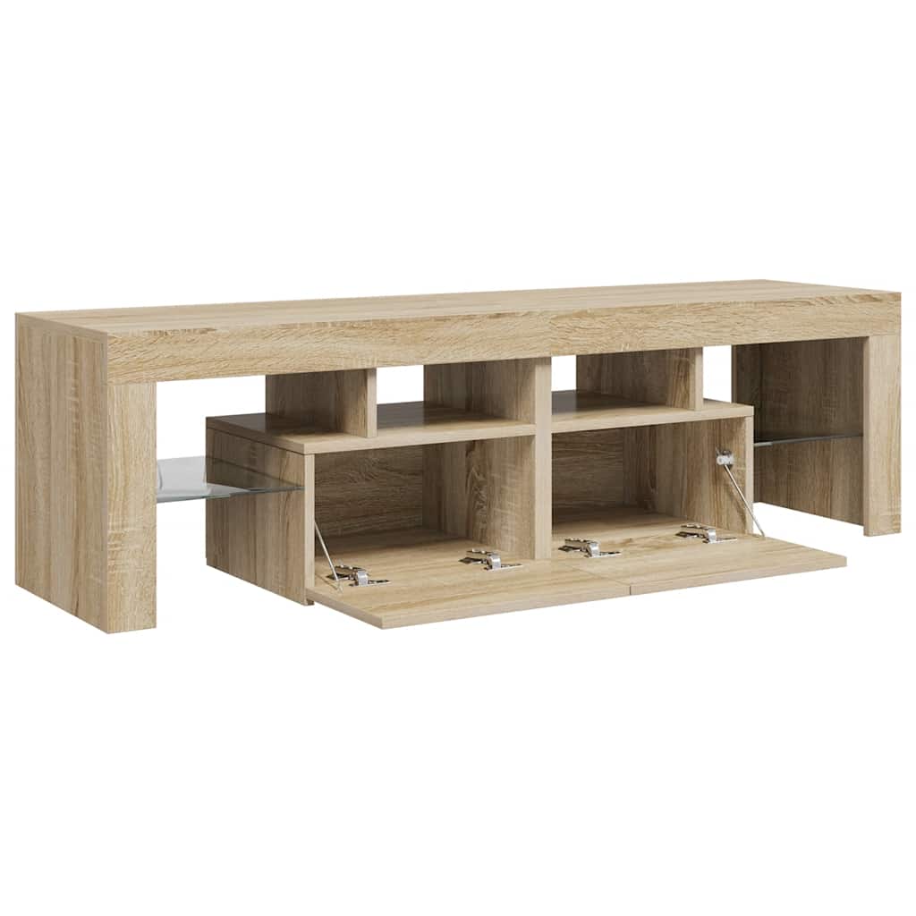 tv-bord med LED-lys 140x36,5x40 cm sonoma-eg