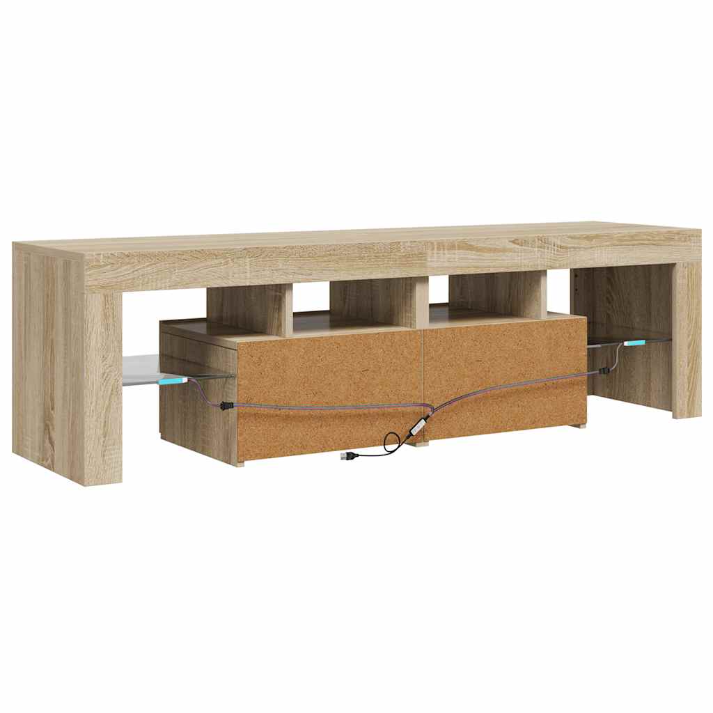 tv-bord med LED-lys 140x36,5x40 cm sonoma-eg