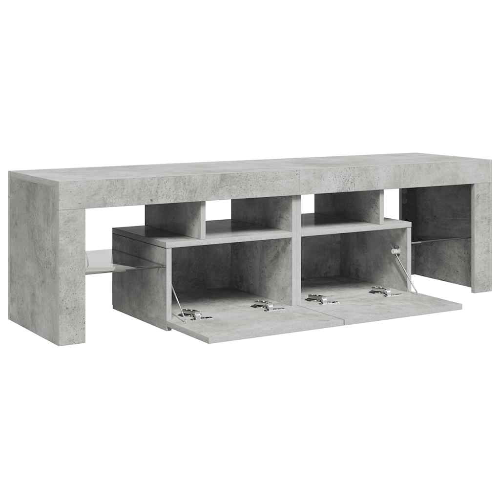 tv-bord med LED-lys 140x36,5x40 cm betongrå