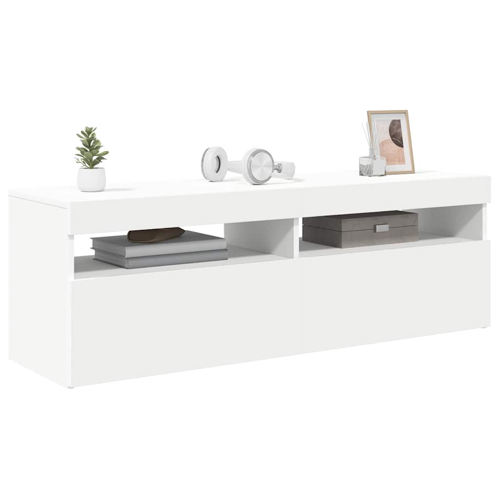 tv-skab med LED-lys 120x35x40 cm hvid