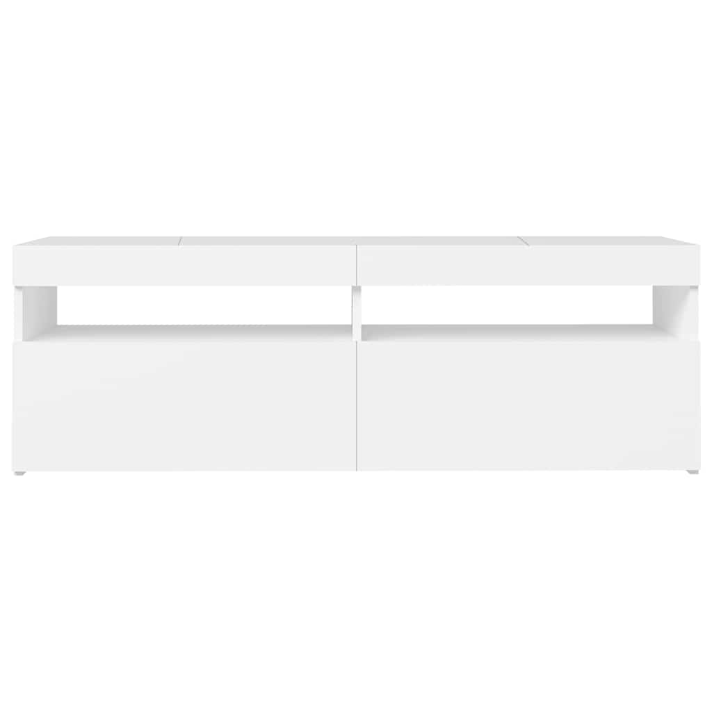 tv-skab med LED-lys 120x35x40 cm hvid