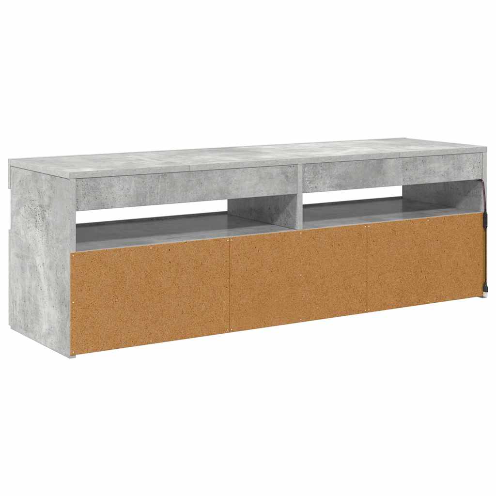 tv-bord med LED-lys 120x35x40 cm betongrå